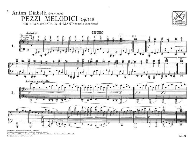 Pezzi Melodici Nell Estensione Di 5 Note, Op. 149 - pro čtyřruční klavír